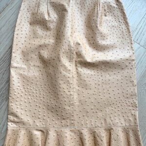 Rena Lange Beige leather  Pencil Skirt with Flounce